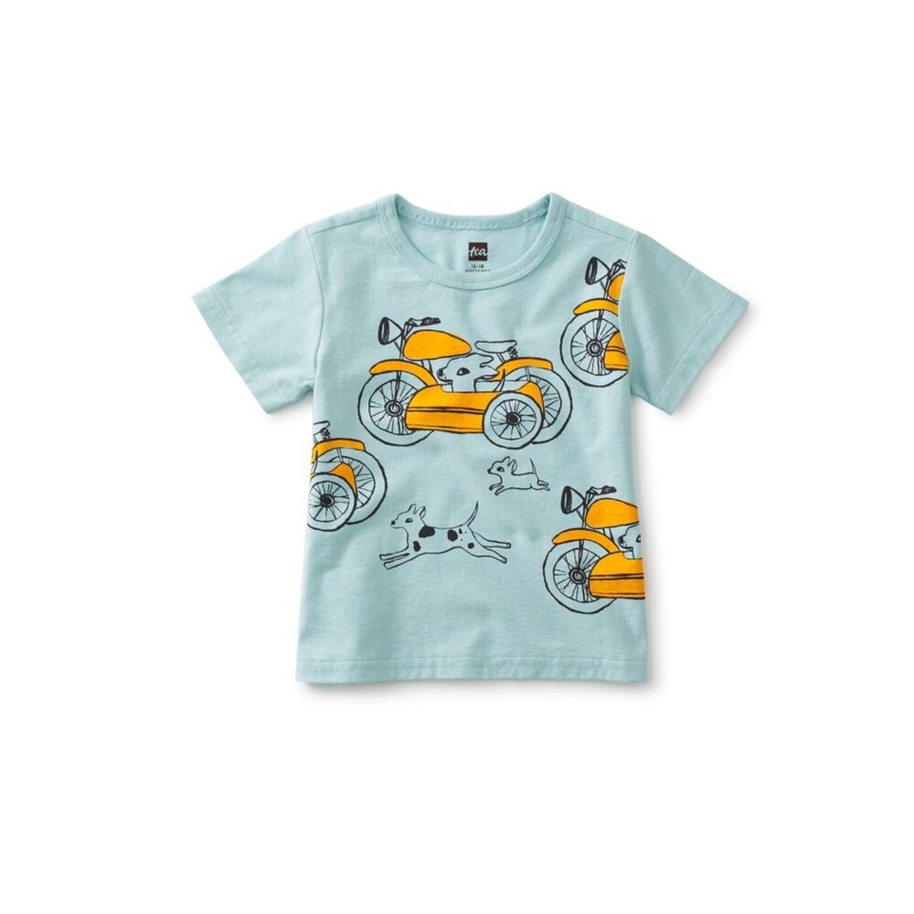 NWT Chasing Motos Baby Graphic Tee Canal Blue Size 6-9 Months